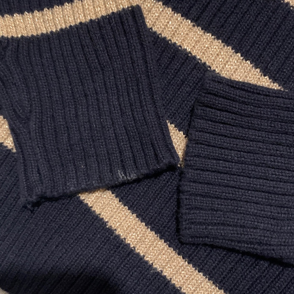 Ralph Lauren Black Label Ribbed Cotton Sweater with Gold Metallic Threads M - Picture 14 of 15